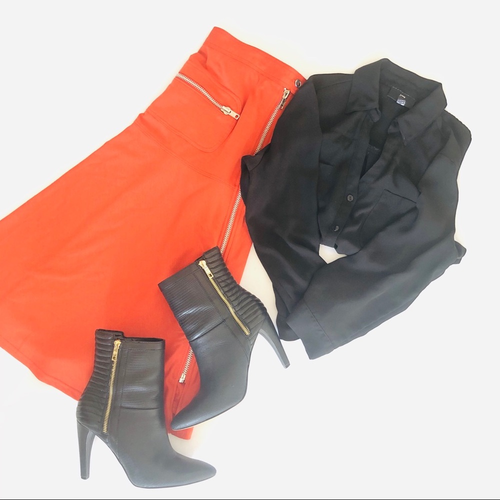 Asos Orange Zippered Skirt